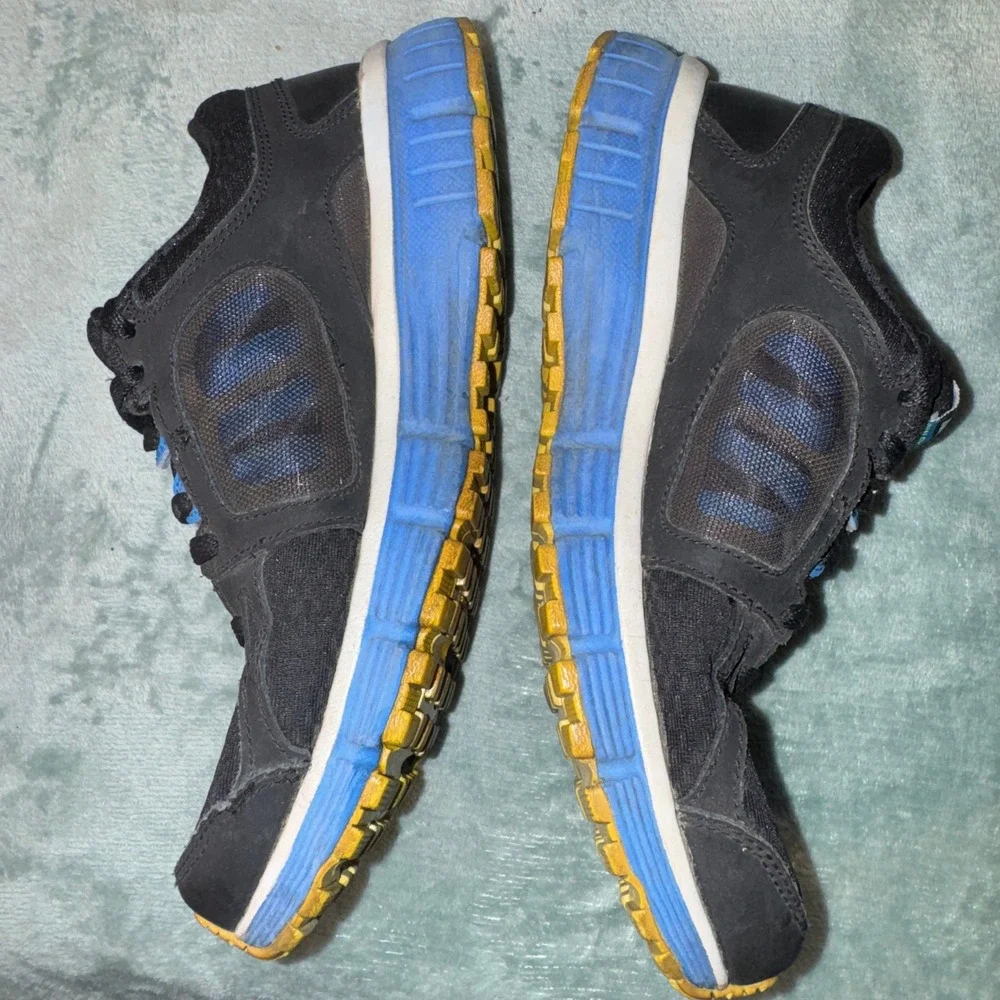 Nike Boys Dual Fusion ST 2 Running Shoes 5Y Black Blue Yellow Mesh Athletic